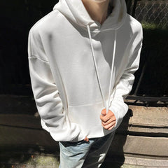 Threebooy Autumn New Male Solid Color Long-Sleeved Hooded Sweatshirt American Retro Fashion Trend High Street Loose Casual Men's Tops