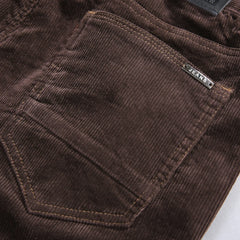 Threebooy Men's Corduroy Autumn and Winter Casual Pants Business Fashion Elastic Regular Fit Stretch Trousers Male Black Khaki Coffee Navy
