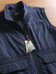 Threebooy Functional Workwear Vest Men Winter Outdoor Windproof Water-proof Plus Velvet Thickened Warm Standing Collar Fleece Waistcoat