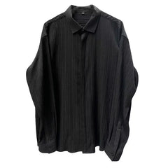 Threebooy Light Luxury High-end Apricot Pleated Striped Long-sleeved Shirt for Men in Autumn High-end Business Casual No-iron Slim Shirt