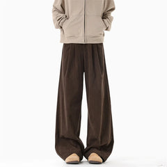 Threebooy Spring Men's Casual Straight Wide-Leg Corduroy Pants American Retro Streetwear Trousers Hip Hop Y2K Baggy Pantalones Hombre