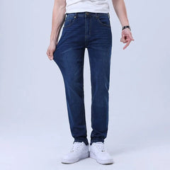 Threebooy Men's Jeans Autumn New Thin Stretch Slim Casual Trendy Straight Trousers