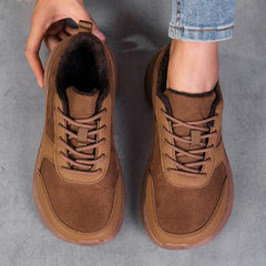 Threebooy Winter Mens Wide Box Sneakers Fur-lined Keep Warm Frost Resistant Casual Sports Shoes Walking for Big Wide Fat Foot