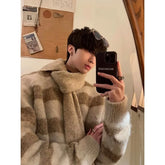 Threebooy Men's Knitted Light Luxury Pullovers Sweater Casual Printed Vintage Loose O Neck Solid Color Long Sleeve Autumn Clothing