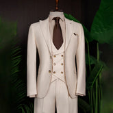 Threebooy 3 Piece Suits for Men Chic Peaked Lapel Single Breasted Wedding Groom Tuxedos Prom Party (Jacket+Vest+Pants)