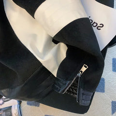 Threebooy American Retro Baseball Uniform Jacket Men's Spring and Autumn Loose Stand Collar Long Sleeve Contrast Color Couple Casual Coat