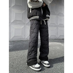 Threebooy Winter Thick Pants Men Warm Casual Thick Straight Pants Men Streetwear Korean Loose Wide Leg Pants Mens Lamb Wool Trousers M-2XL