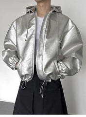Threebooy Men's Silver Luxe Hooded Jacket