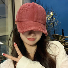 Threebooy Korean Retro Broken Style Baseball Hat New Men Women Gradient Sunshade Distress Breathable Street Versatile Fashion Snapback Cap