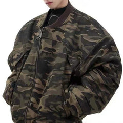 Threebooy Mens Niche Streetwear Camouflage Baseball Uniform Thickened Jacket Contrast Casual Perform Male Tops Fashion Men'S Clothing