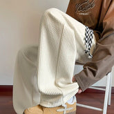 Threebooy Black Casual Pants Men Fashion Oversized Wide Leg Pants Men Streetwear Hip-hop Loose Pleated Pants Mens White Trousers