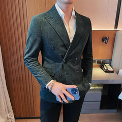 Threebooy Casual Male Dress Blazer Slim Fit Men's Suit Business Jackets Thin Korean Style Clothes Fashion Coat New In Single Models