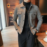Threebooy Men Spring High quality Casual Jackets/Male Spring and Autumn Plaid Lapel Business Coat/Man Slim Fit British Jackets S-3XL