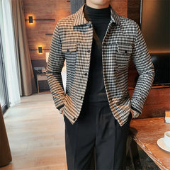 Threebooy Men Spring High quality Casual Jackets/Male Spring and Autumn Plaid Lapel Business Coat/Man Slim Fit British Jackets S-3XL