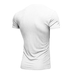 Threebooy European And American Men's Summer Sports And Fitness Casual Solid-color V-neck Short-sleeved T-shirt For Casual Home Use