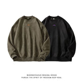 Threebooy Retro Hip Hop Shirt Versatile Heavy Embroidered O-neck Sweatshirt Men's American Loose Couple Japan Style Pullover Top