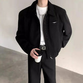 Threebooy Short Jacket Men's Autumn Winter Handsome American Shoulder Pad Coat High-end Lapel Baseball Uniform