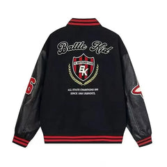 Threebooy American High Street Handsome Embroidered Baseball Jacket Men Autumn And Winter New Retro Stitching Slim Jacket Mens Clothing