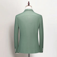 Threebooy Men's Casual Three-Piece Dress Suit Slim Fit Striped Wedding Outfit with Vest And Trousers High-Quality Fashionable