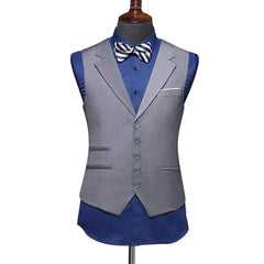 Threebooy Suit Collar Men's Suit Vest Men's Vest Trendy Business Lapel Vest Without Ironing Slim Professional Suit Horse Clip