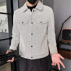 Threebooy Striped Spring Autumn Male Coats Winter Sales Harajuku Men's Jackets Aesthetic Luxury Designer Vintage Trendy