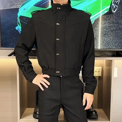 Threebooy Mens Jacket Workwear Motorcycle Rider Jacket Autumn Fashion Youth Campus Leisure Biker Male Long-Sleeve Top Men'S Clothing