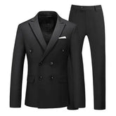 Threebooy Men's 2 Piece Suit Double-Breasted High Quality Slim Fit Stylish Business Professional Tuxedos Wedding Groom