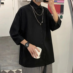 Men Shirts Autumn Spring Smart Casual All-match Fashion Simple Harajuku Long Sleeve Business Trendy Tops Outwear Korean Style BF