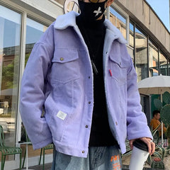 Threebooy Men Autumn Winter Thicken Warm slim fit Corduroy Jackets Men's Outwear Hip Hop Coat Male Teen Casual Jacket Colorful S-5XL