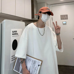 Threebooy Oversized Cotton Men Fashion Men's Summer Tshirts Oversize Tee Shirts Solid Casual T-Shirt for Man Streetwear Big Size