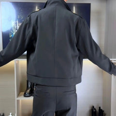 Threebooy Mens Jacket Trousers Sets Retro Brass Button Slim Jacket Streetwear Fashion Casual British Elegant Two-Piece Sets Men'S Clothing