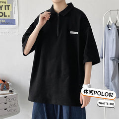 Threebooy Polo Summer Men's Printing Simple Loose Tshirts Short Sleeve Fashion Trend White/black/grey T-shirt Lapel Collar Top Clothes