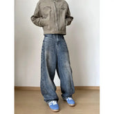 Threebooy Streetwear Loose Jeans Men New Korean Style Fashion Loose Straight Wide Leg Pants Men's Brand Clothing baggy jeans hot