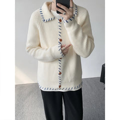 Casual collar knitted sweater men 2025 Winter Newly designed cardigan sweater Daily casual sweater jacket fashion Korean men's