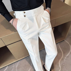 Threebooy Spring Summer Men's Casual Pants Suit Pant Slim Fit Work Elastic Waist Jogging Trousers Male Black Grey Plus Size 29-36