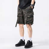 Threebooy Vintage Camouflage Casual Shorts Men Streetwear Hip Hop Knee Length Pants 2025 Summer New Harajuku Big Pockets Cargo Camo Shorts