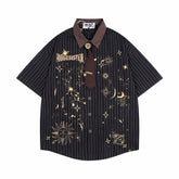 Threebooy New summer fashion trend American Vintage Printed Short Sleeve Shirt Men's Loose Sports Breathable Large Size High Quality Shirt