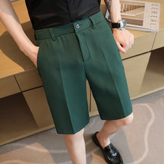 Threebooy Men Summer High Quality Casual Business Shorts Male Slim Fit Fashion Waffle Pattern Shorts/ Breathe Cool Comfort Short 29-38