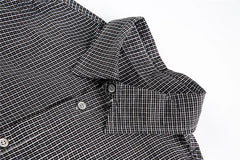 Threebooy Vintage Plaid Shirts Men Streetwear Hip Hop Punk Long Sleeve Shirt for Men Harajuku Ripped Hole Loose Casual Blouse Tops Coats