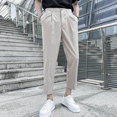 Threebooy Striped Pants Men Elegant Slim Fit Tight-ankle Suit Trousers Pants For Men Office Party Trousers Mens Dress Pants 29-36