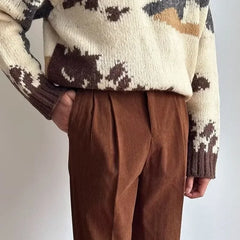 Threebooy Men's Straight-Leg Pants Natural Waist Regular Harajuku Style Casual Trousers Versatile New Daily Wear Draped Pants