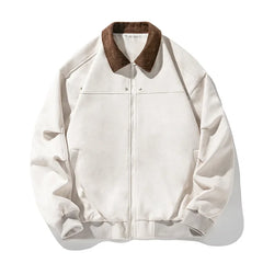 Threebooy Suede jacket men's autumn and winter new item corduroy lapel splicing trendy brand retro loose jacket