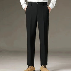 Threebooy Men's Nine-point Trousers Autumn Winter Plus Velvet Drape Slim Feet Business Anti-wrinkle No Ironing Casual Suit Trousers