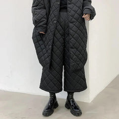 Threebooy Mens Pants Dark Diamond Pattern Casual Pants Autumn Winter Japanese Youth All-Match Straight Wide-Leg Pants Men'S Clothing