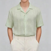 Threebooy Men Summer Short Sleeve Shirt Slim Fit Suit Collar Ice silk Fabric Trendy Casual Top New Lightweight Fashion Streetwear Style