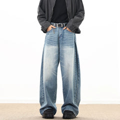 Threebooy American Style Vintage Casual Wide-leg Mopping Jeans Men Loose Denim Trousers Neutral Jeans Streetwear Men Women Jeans Pants