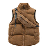 Threebooy Autumn winter corduroy hot item stand up collar new cotton vest with shoulder bag fashion jacket vest