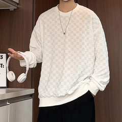 Threebooy Spring Hoodie Men Fashion Casual Black Plaid Sweatshirt Men Streetwear Hip-hop Loose Pullover Hoodie Mens Hoody Plus Size 4XL