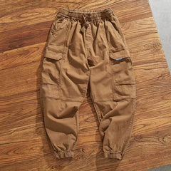 Threebooy Men Clothing Trend American Vintage Streetwear Baggy Cargo Harem Pants Y2K Casual Solid Loose Pockets Trousers Pantalones Hombre