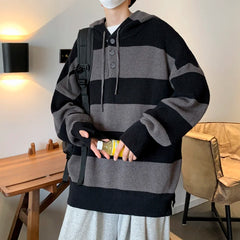 Threebooy New Sweater Men Autumn Winter Knitted Men's Sweater Casual Hooded Pullover Men Sweatercoat Outdoor Pull Knitwear